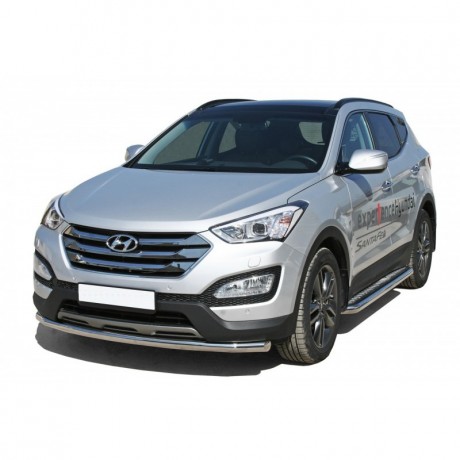 Защита переднего бампера «Труба» (d63,5) для Hyundai Santa Fe (2012-2016)(Окрашенное) купить недорого с доставкой в Красноярск
