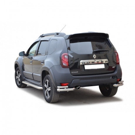 Защита заднего бампера «Уголки двойные» (d63.5) для Renault Duster (2015-н.в.)(Окрашенное) купить недорого с доставкой в Красноярск