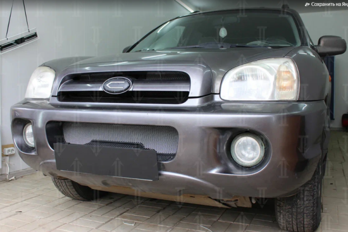 Защита радиатора "Standart" Hyundai Santa Fe (2000-2006) низ, хром купить недорого с доставкой в Красноярск