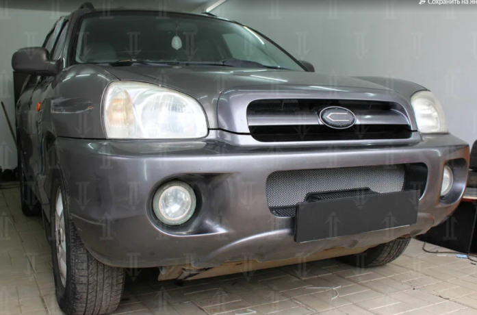 Защита радиатора "Standart" Hyundai Santa Fe (2000-2006) низ, хром купить недорого с доставкой в Красноярск