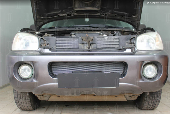 Защита радиатора "Standart" Hyundai Santa Fe (2000-2006) низ, хром купить недорого с доставкой в Красноярск