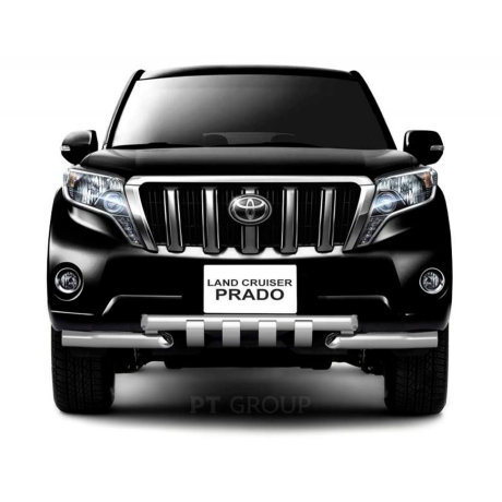 Защита переднего бампера двойная с зубьями d63/63мм (НПС) Toyota Land Cruiser Prado 150 (2013-2016 г.в.) купить недорого с доставкой в Красноярск