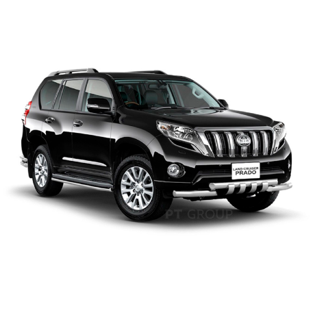 Защита переднего бампера двойная с зубьями d63/63мм (НПС) Toyota Land Cruiser Prado 150 (2013-2016 г.в.) купить недорого с доставкой в Красноярск