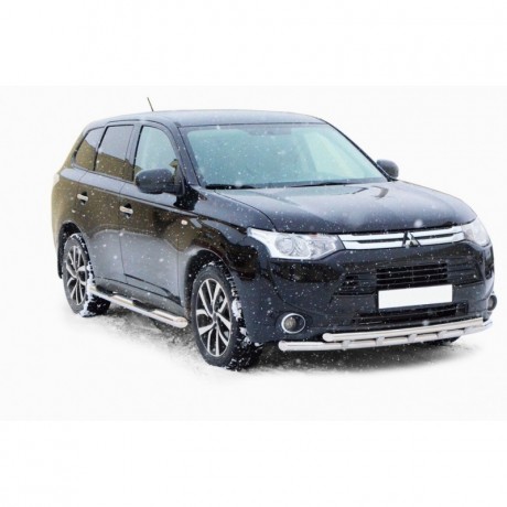Защита порогов «Труба с проступью» (d76) для Mitsubishi Outlander (2014-2016)(Окрашенное) купить недорого с доставкой в Красноярск