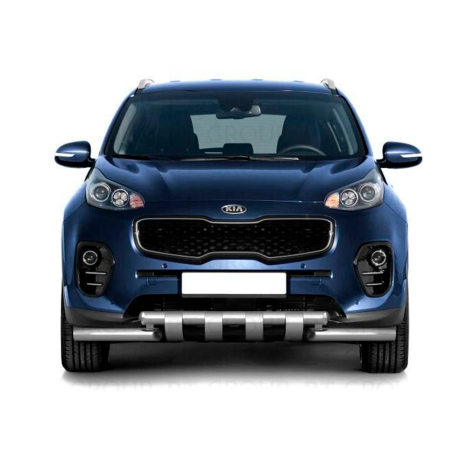 Защита переднего бампера двойная с зубьями d63/63мм KIA Sportage (2016-н.в.) купить недорого с доставкой в Красноярск