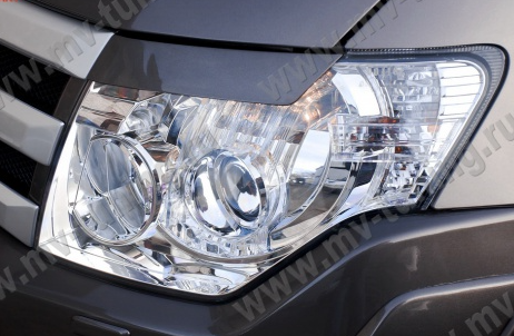 Накладки на фары (реснички) для Mitsubishi Pajero 4 (2006-2015) купить недорого с доставкой в Красноярск