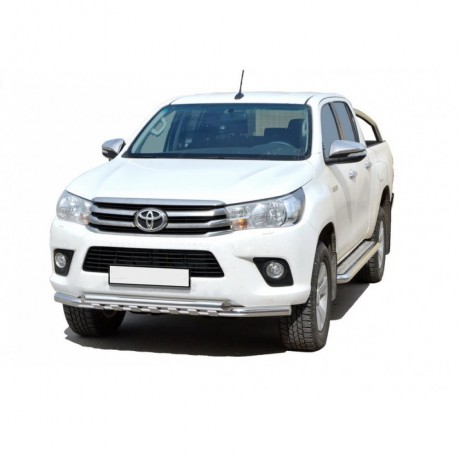 Защита порогов с алюминиевым листом (d63,5) для Toyota Hilux pickup (2017-н.в.)(Окрашенное) купить недорого с доставкой в Красноярск