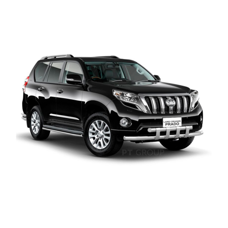 Защита переднего бампера двойная с пластинами d63/63мм (НПС) Toyota Land Cruiser Prado 150 (2013-2016 г.в.) купить недорого с доставкой в Красноярск