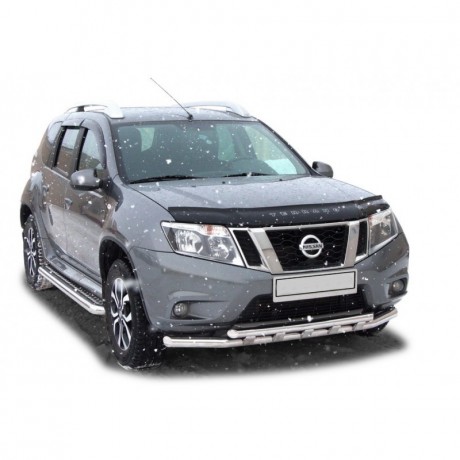 Защита порогов с алюминиевым листом (d63,5) для Nissan Terrano (2014-н.в.)(Окрашенное) купить недорого с доставкой в Красноярск