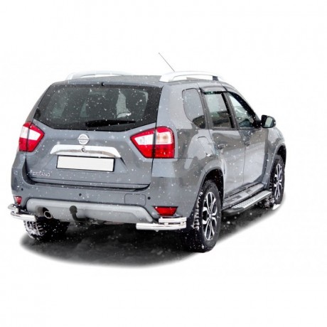 Защита порогов «БУМЕР» алюминиевая с резинкой для Nissan Terrano (2014-н.в.) купить недорого с доставкой в Красноярск