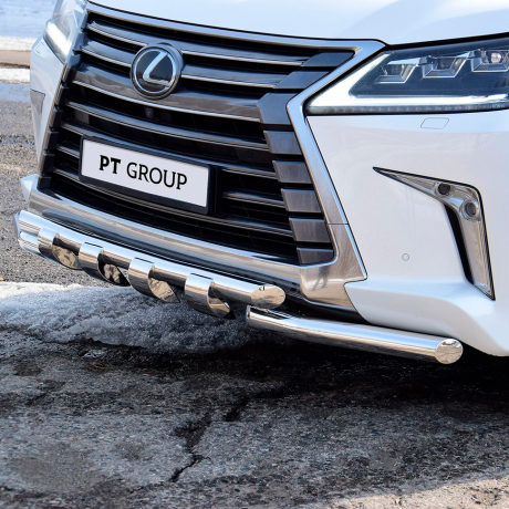 Защита переднего бампера двойная с зубьями d63/63мм (НПС) LEXUS 450D (2015-н.в.) купить недорого с доставкой в Красноярск