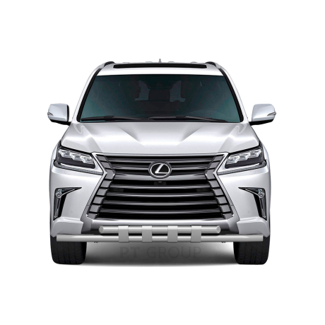 Защита переднего бампера двойная с пластинами d63/63мм (НПС) LEXUS 450D (2015-н.в.) купить недорого с доставкой в Красноярск