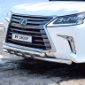 Защита переднего бампера двойная с пластинами d63/63мм (НПС) LEXUS 450D (2015-н.в.) купить недорого с доставкой в Красноярск