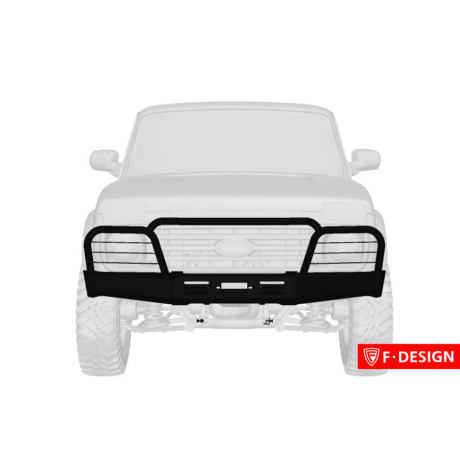 силовой передний бампер f-design с площадкой под лебедку с защитными дугами для L@DA 4x4 (не окрашенный) купить недорого с доставкой в Красноярск