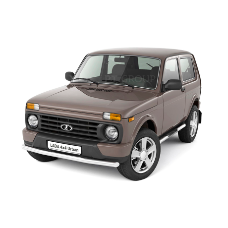 Защита порогов с накладками d63мм (НПС) L@DA "4х4 2121" с 1995 г.в., L@DA 4x4 Urban c 2015 г.в. купить недорого с доставкой в Красноярск